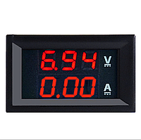 Цифровий вольтметр/амперметр 100В, 10А - червоний