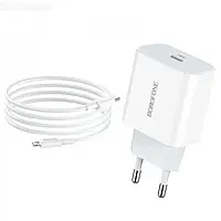 Мережевий зарядний пристрій для телефона Borofone BA38A White (BA38AW) Plus Speedy PD20W charger set мережевий