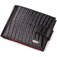 Лакированное компактное портмоне для мужчин из натуральной фактурной кожи CANPELLINI 21751 Черное Seli