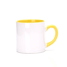 Чашка для сублімації кольорова всередині та ручкою 150 мл (жовтий)