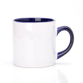 Чашка для сублімації кольорова всередині та ручка 150 мл (кобальт)
