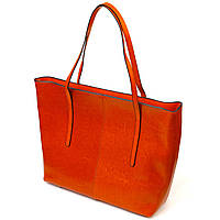 Женская красная сумка шоппер из натуральной кожи Vintage Рыжая Seli Жіноча червона сумка шоппер із натуральної