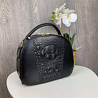 Женская мини сумочка рептилия клатч черная маленькая полукруглая сумка под рептилию Seli Жіноча міні сумочка