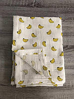 Одеяло Муслин льняное детское легкое 135*105 см, пеленка простынь хлопок, муслиновое натуральное летнее банан