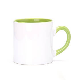 Чашка для сублімації кольорова всередині та ручка 150 мл (салатовий)