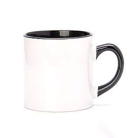 Чашка для сублімації кольорова всередині та ручка 150 мл (чорний)