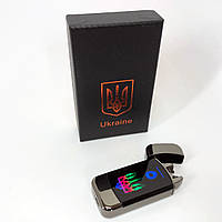 Дуговая электроимпульсная зажигалка с USB-зарядкой Украина LIGHTER HL-439. QY-637 Цвет: черный