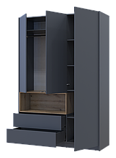 Шафа для одягу з нішею Doros ДЕЙЛ Графіт/Дуб евок 3 ДСП 150х52х220 (44900258), фото 3