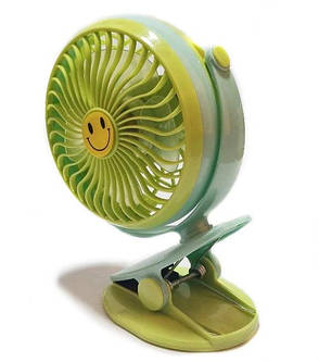 Міні вентилятор Mini Fan GF-175 з прищіпкою та змінним акумулятором 18650 Зелений USB, фото 1