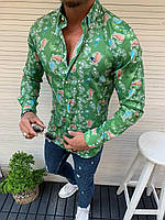 Рубашка для мужчины зеленая Etro Green сорочка приталенная Seli Сорочка для чоловіка зелена Etro Green рубашка