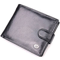 Классический мужской бумажник среднего размера из натуральной кожи ST Leather Черный Seli Класичний чоловічий
