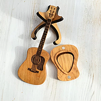 Дерев'яний медіатор для гітари у комплекті декоративний чохол для медіаторів
