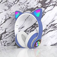 Дитячі стерео навушники CAT STN-28 сині, Бездротові навушники дитячі, Дитячі CD-490 навушники котик