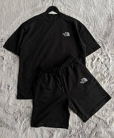 Чоловічий літній комплект шорти та футболка чорний колір норт фейс для чоловіка Seli