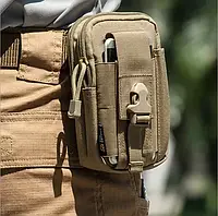 Тактическая сумка органайзер edc барсетка койот с системой MOLLE, поясная молле, подсумок stn.