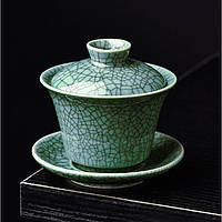 Гайвань, керамической гайвань, треснувший лед 100мл,посуда из трех предметов,чашки, крышечки и блюдца