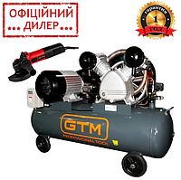 Поршневой воздушный ременной компрессор GTM KC2090A-120L (5.5 кВт, 380 В, 10 атм, 670 л/мин, 120л) YLP