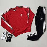 Свитшот и брюки спортивный костюм Адидас унисекс красно черный Adidas мужской и женский Seli Світшот та штани