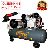 Поршневой воздушный ременной компрессор GTM KC2090A-120L (5.5 кВт, 380 В, 10 атм, 670 л/мин, 120л)