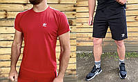 Футболка красные шорты черный Адидас спортивный мужской комплект на летнее adidas Seli Футболка червона шорти