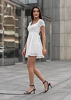 Белое женское Платье Staff короткое для девушки на лето стаф белого цвета Seli Біла жіноча Сукня Staff коротка
