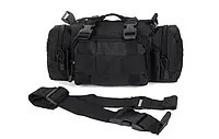 Тактическая сумка через плечо 5л черная, армейский рюкзак тактический однолямочный с лацканом stn.