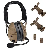 Тактичні активні навушники HD-16 із шумозаглушенням coyote, навушники військові койот для стріляння st