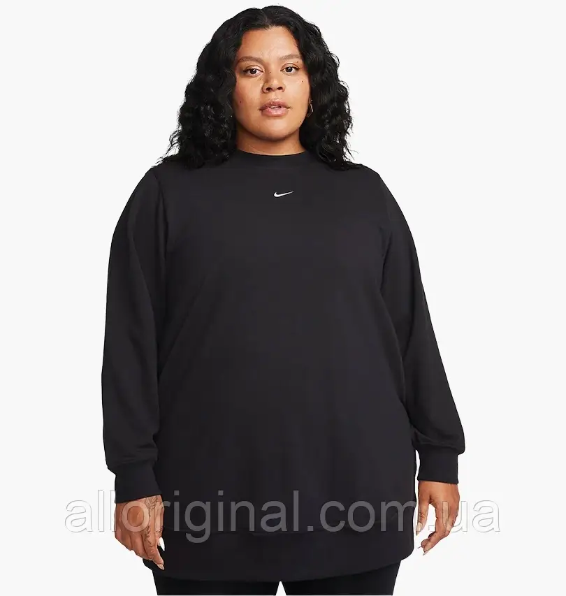 AllOriginal com ua Світшот Nike Dri-Fit One Crew-Neck French Terry Tunic (Plus Size) Black FN1454-010 РОЗМІРИ, фото 1