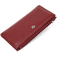 Кожаный кошелек для женщин ST Leather Темно-красный Seli Шкіряний гаманець для жінок ST Leather Темно-червоний