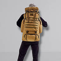 Армейский рюкзак тактический 70 л + Подсумок Водонепроницаемый туристический рюкзак. AZ-913 Цвет: койот