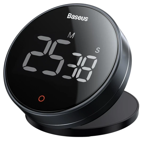 Кухонний цифровий таймер Baseus з магнітним кріпленням Heyo Rotation Countdown Timer Pro Чорний, фото 1
