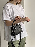 Жіноча сумка крос-боді 7358 рептилія чорна, фото 5