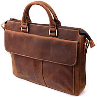 Стильный портфель в винтажном стиле из натуральной кожи Vintage Коричневый Seli Стильний портфель у вінтажному