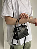 Жіноча сумка крос-боді 7358 рептилія чорна, фото 7