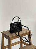 Жіноча сумка крос-боді 7358 рептилія чорна, фото 3