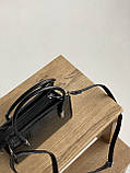 Жіноча сумка крос-боді 7358 рептилія чорна, фото 9