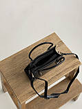Жіноча сумка крос-боді 7358 рептилія чорна, фото 10