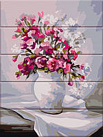 Картина за номерами на дереві "Весняні квіти" 30*40 см