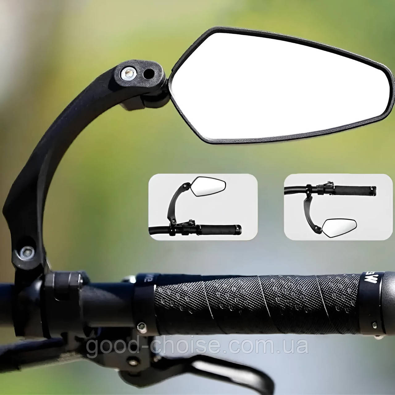 Дзеркало заднього виду на кермо велосипеда, Правое, 1шт / Вело дзеркало заднього огляду / Велозеркало прямокутне, фото 1