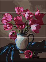 Картина за номерами на дереві "Прекрасні тюльпани" 30*40 см