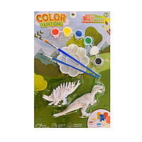 072 TBS Динозавр раскраска, 2 фигурки, палетка, 2 кисточки, краски (6 цветов), на листе