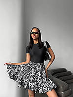 Женская легкая и воздушкая юбка с воланами. Арт 1114А400 Леопардовый