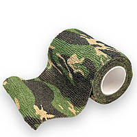 Защитный бандажный бинт-лента с камуфляжным принтом для защиты пальцев и фиксации (ширина 7.5 см) Лесной - E1