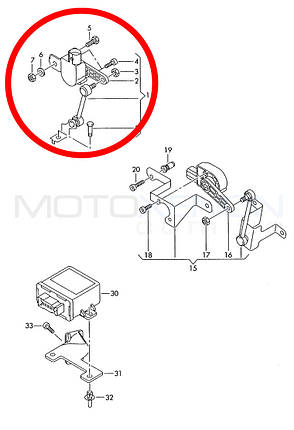 Датчик дорожнього просвіту з тягою 1K0941274C Volkswagen Golf Jetta Touran 1T0907503A передній в зборі, фото 4