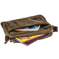 Текстильная сумка для ноутбука через плечо Vintage 20187 Оливковая Seli Текстильна сумка для ноутбука через