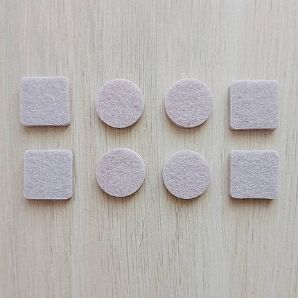 Накладки для захисту підлоги та меблів від подряпин Beige Круг + Квадрат, 20 мм (Mix 8 шт.), фото 1