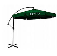 Садовый зонт широкий для дачи для сада на 6 спиц Bonro B-7218 до 3 м в диаметре темно-зеленый