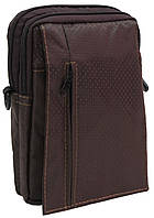 Небольшая мужская сумка для ношения на плече или ремне коричневая Seli Невелика чоловіча сумка для носіння на