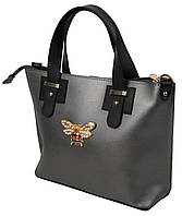 Женская сумка из эко кожи Ксения Fashion серая сумка с ручками Seli Жіноча сумка з еко шкіри Ксенія Fashion