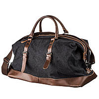 Дорожная текстильная сумка большая Vintage Черная сумка для путешествий Seli Дорожня сумка текстильна велика